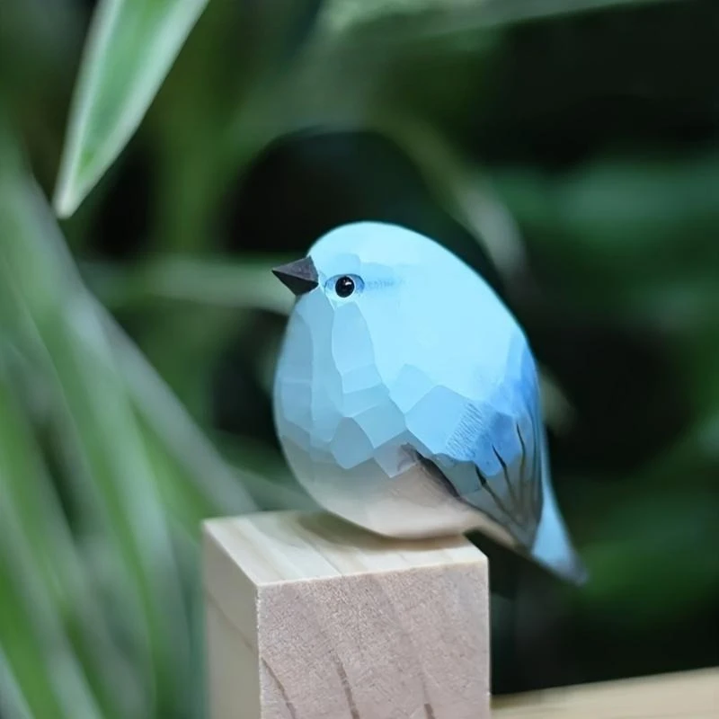 1Pc Room Decor of Handcrafted Wooden Bird Decorations Sculpted and Hand Painted Figurines for Home Decor Gift