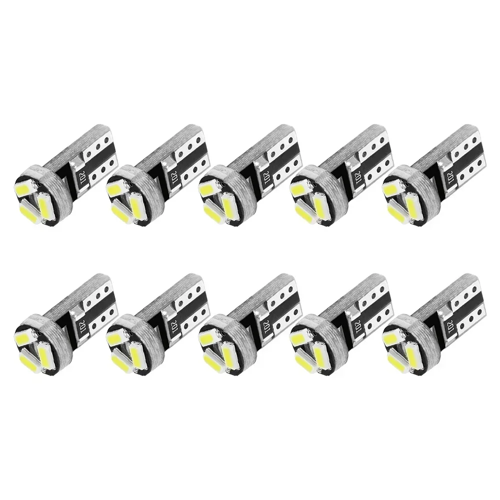 

10pcs T5 LED Bulb Car Interior Lights Dashboard Bulb 6000K 12V White Warming Indicator Auto Instrument Lamp