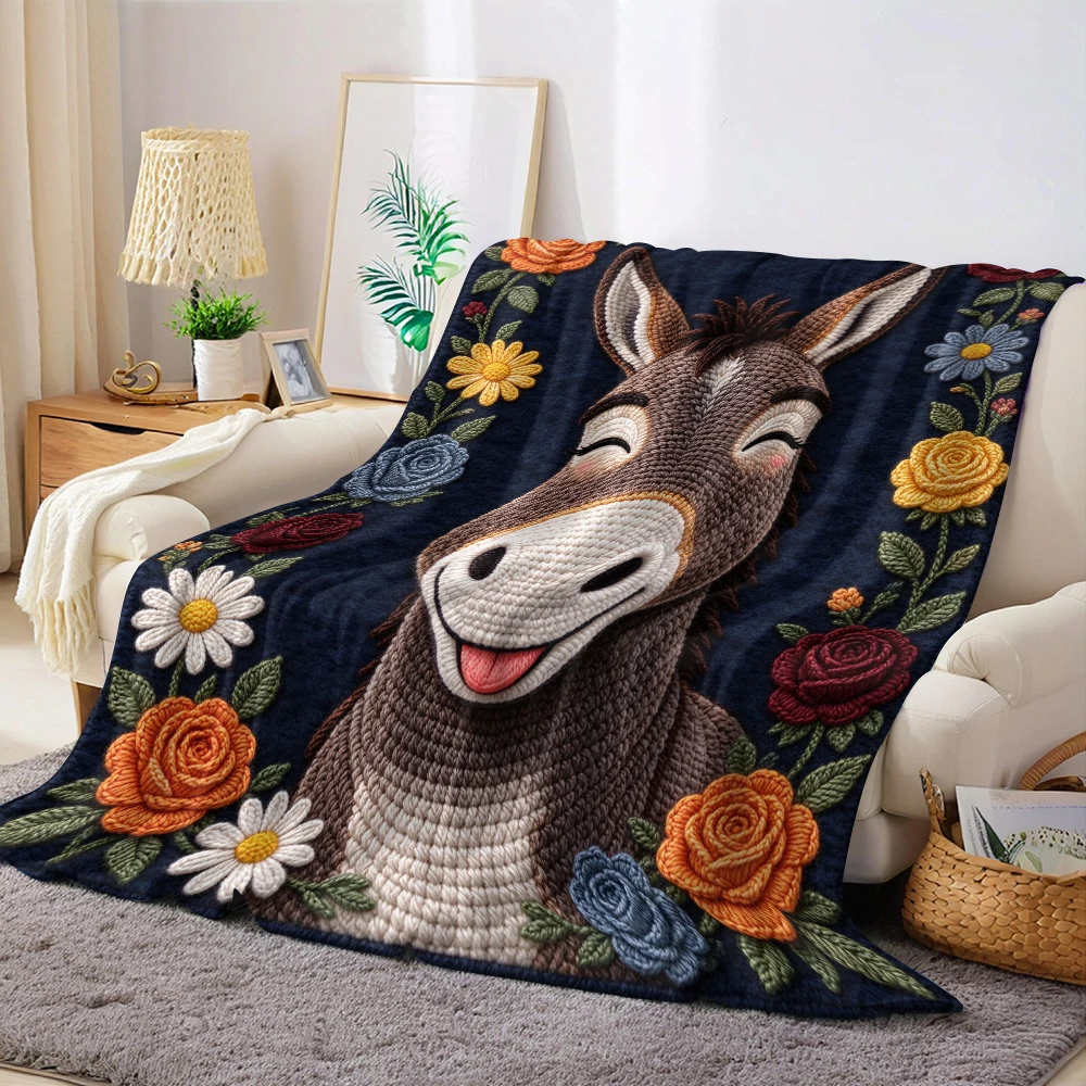 Stitch Blue America Lightweight Flannel Blanket Breathable Cozy Throw Blanket for Spring Summer Sofa Bed Air Conditioning