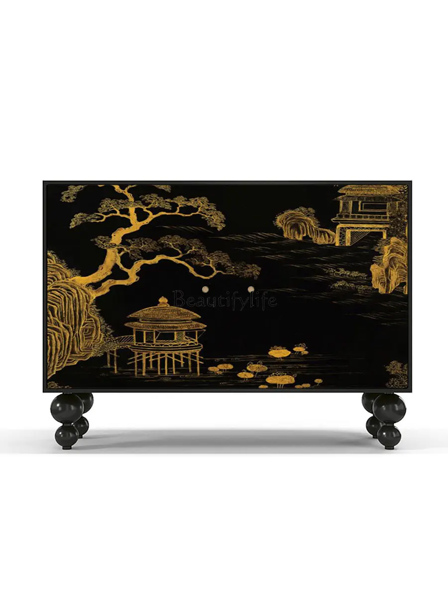 

New Chinese Style Painted Curio Cabinet Mid-Ancient Art Custom Storage Solid Wood Sideboard