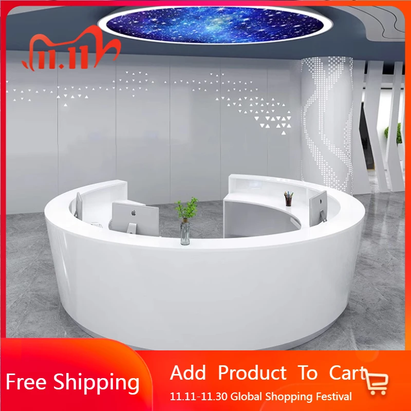 

Design Reception Desk Commericial Curved Modern Customer High-end Luxury Office Desk Salon Business Commericial Bureau Furniture