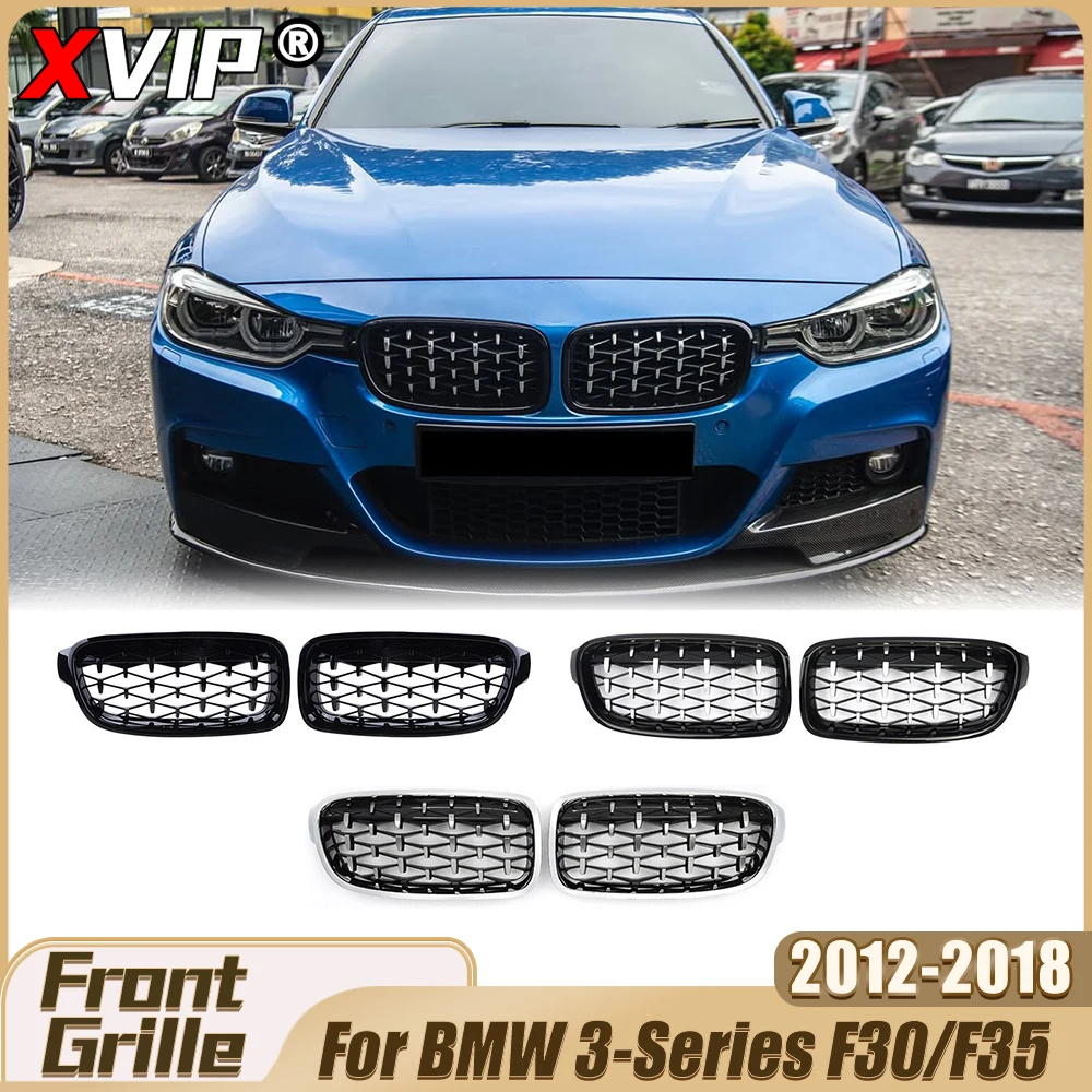

XVIP Chrome Black Diamonds Style Bumper Grille Silver Upper Grille Racing Grille For BMW 3 Series F30/F31/F35 2012-2018 Facelift