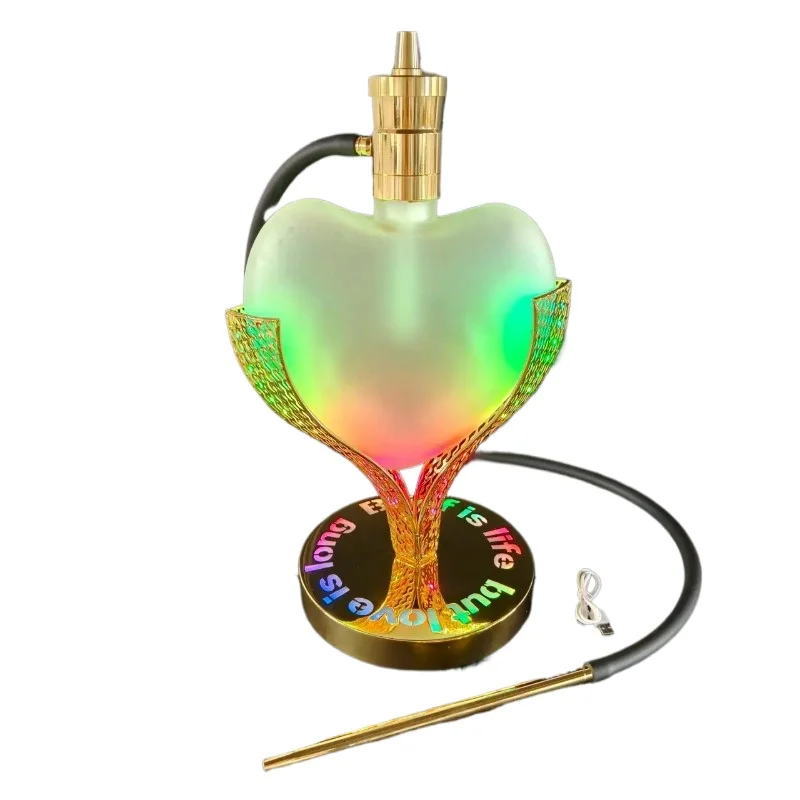 

High Quality Hookah Aluminum Alloy Love Style Remote Control Light Emitting Diode Hookah Accessories Collection Lounge
