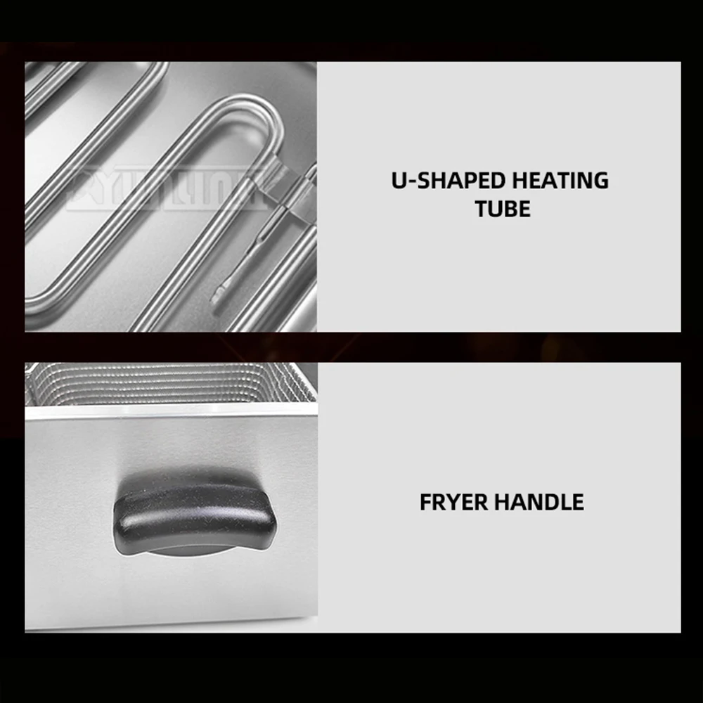 مقلاة مزدوجة من الفولاذ المقاوم للصدأ مقلاة كهربائية عميقة تجارية اسطوانة واحدة كهربائية فريدورا دي ايسيت إليكتريكا