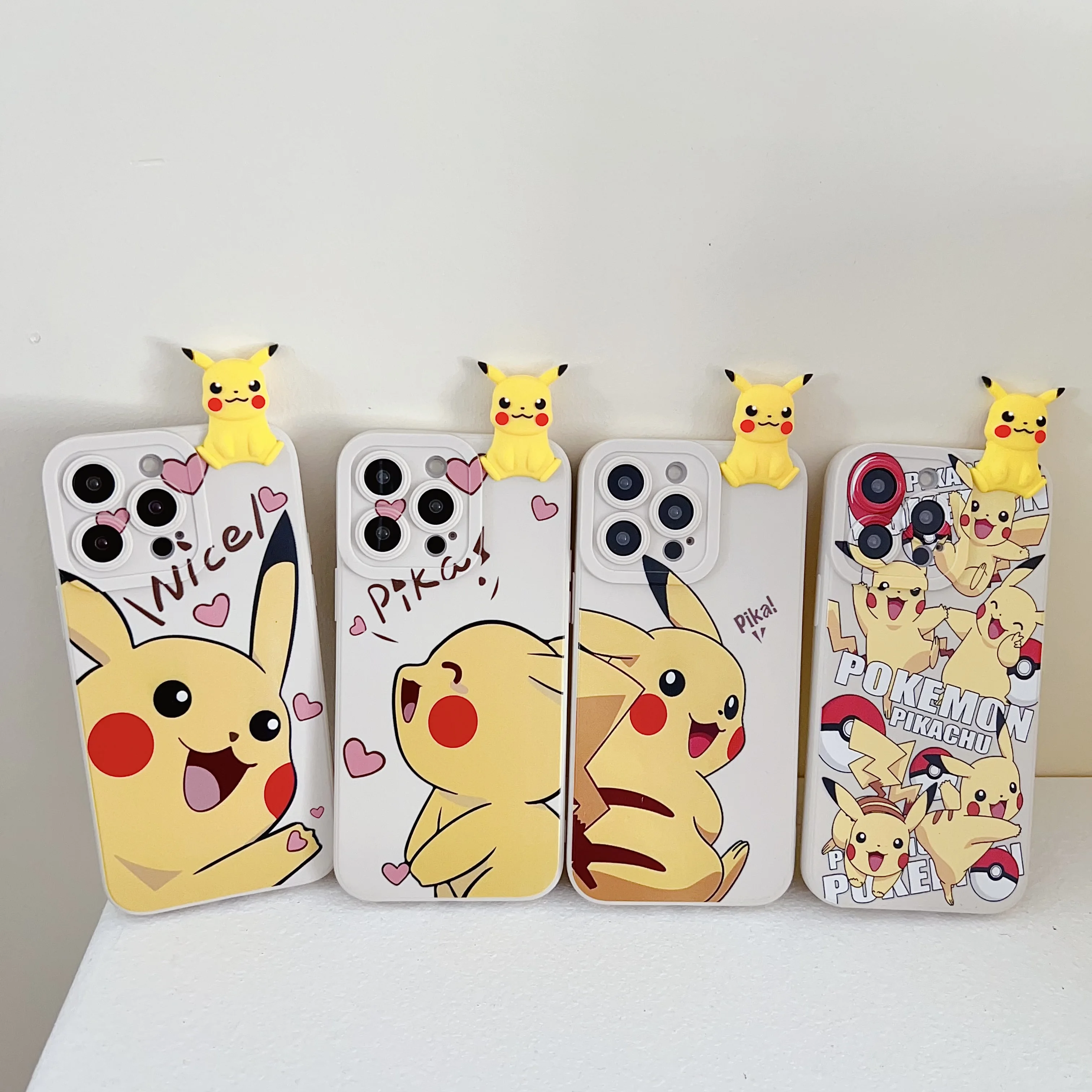 For OPPO A15 94 54 55 53 74 96 57 17 58 78 60 39 Realme C55 53 35 30 21Y 11 33 63 61 67 Cartoon Pika Case With Holder Rope