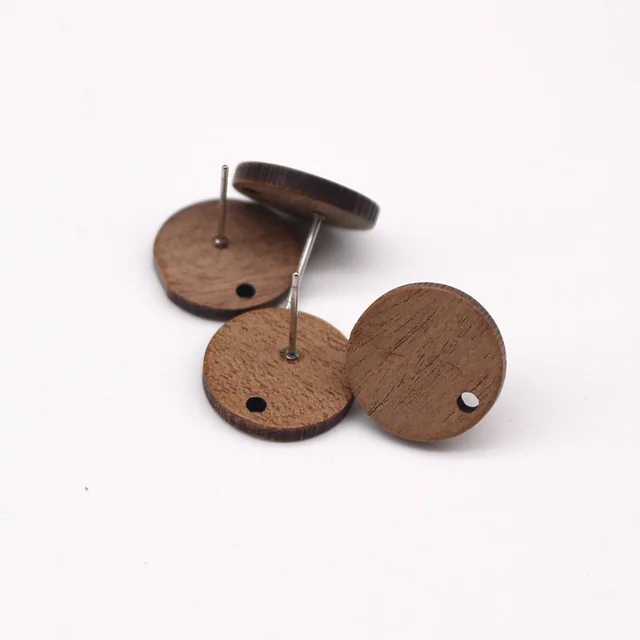 10pcs/lot Round Oval Drop Wood Earring Base Findings With Hole Geometric Rhombus Love Heart Earrings Connector Accessory