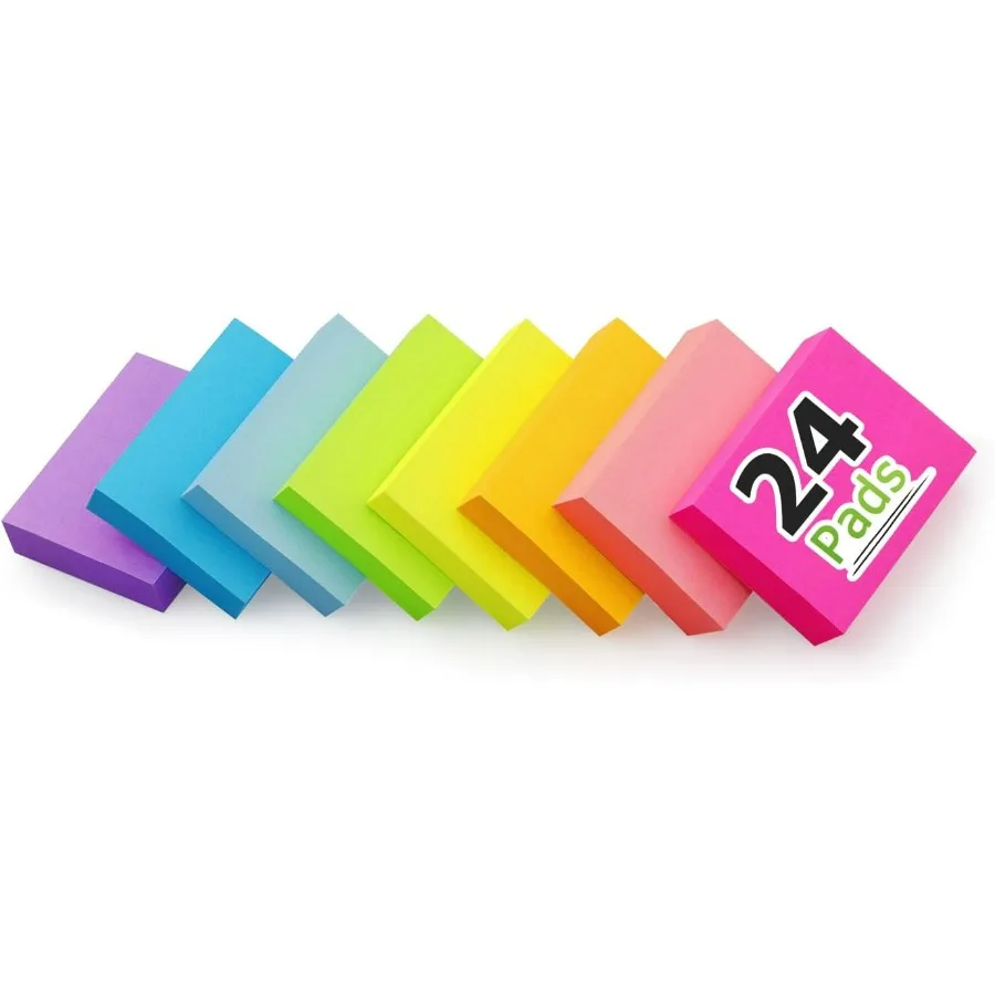 

24 Pads Sticky Notes 1.5x2 inch Bright Colors SelfStick Pads for Office and Home Use Total 1920 Sheets Ideal for Task Managemen