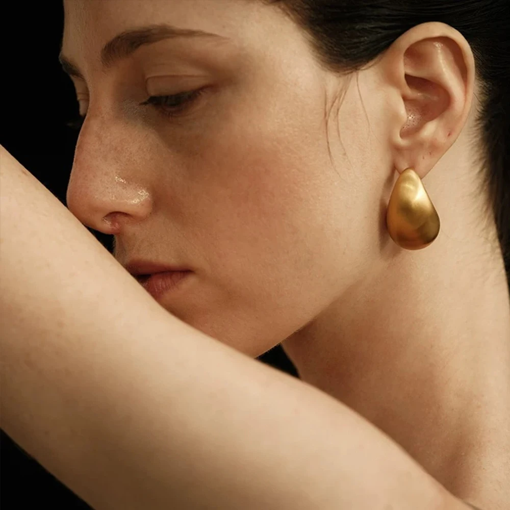 Vintage jewelry fashion Classic Luxury temperament irregular geometric frosted metal with Bohemian women's earrings studs