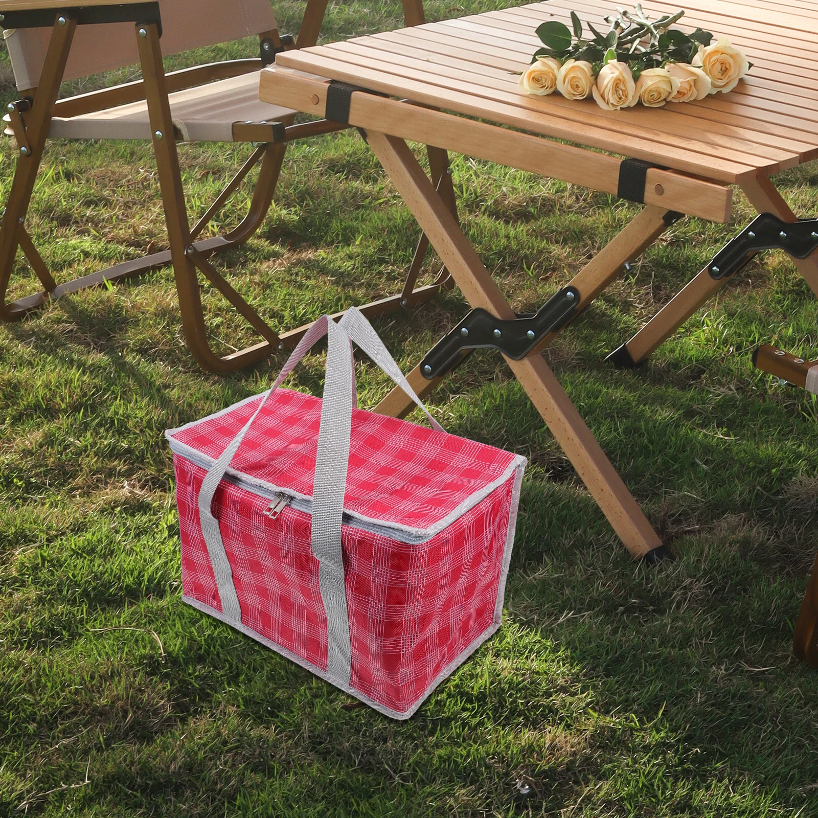 

Insulated Foldable Picnic Cooler Bag Large Capacity Thermal Tote for Food Delivery Grocery Shopping Outdoor Cooler Bag