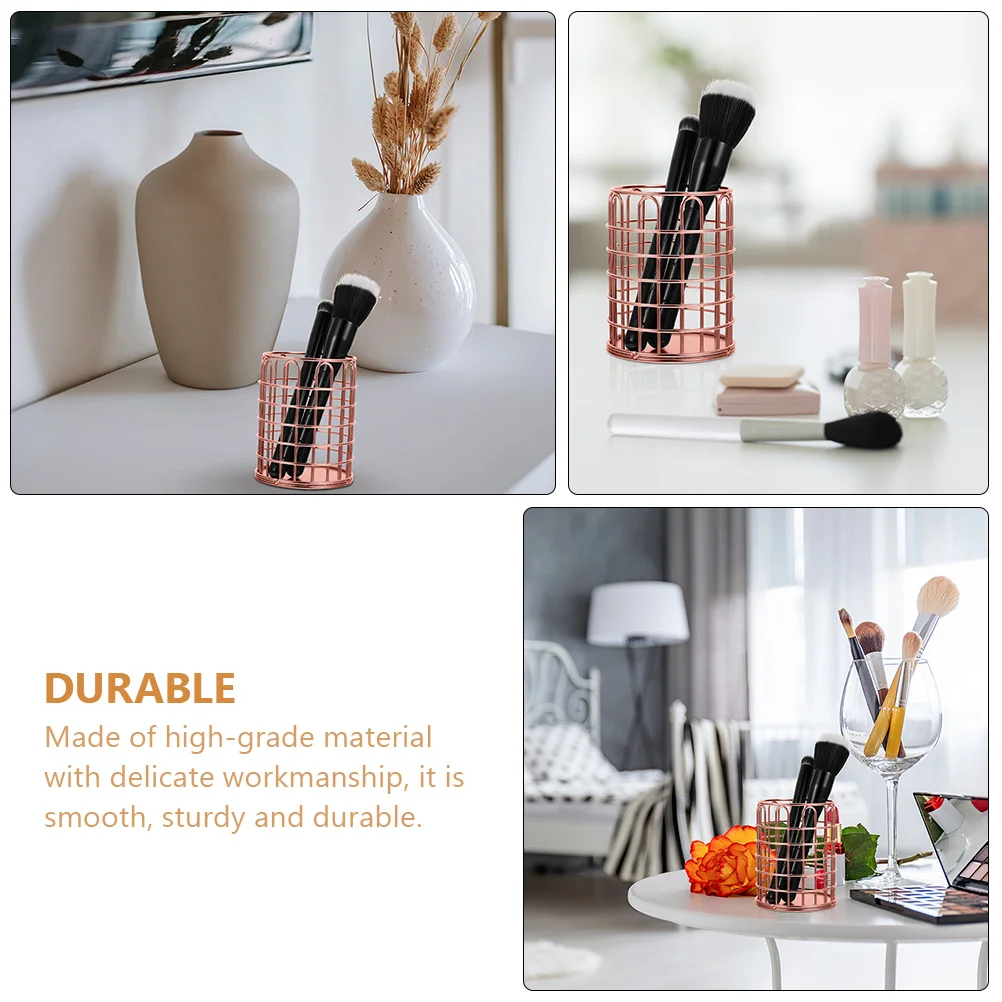 

2 Pcs Makeup Brush Storage Container Pencil Organizer for Desk Holder Cup Iron Metal
