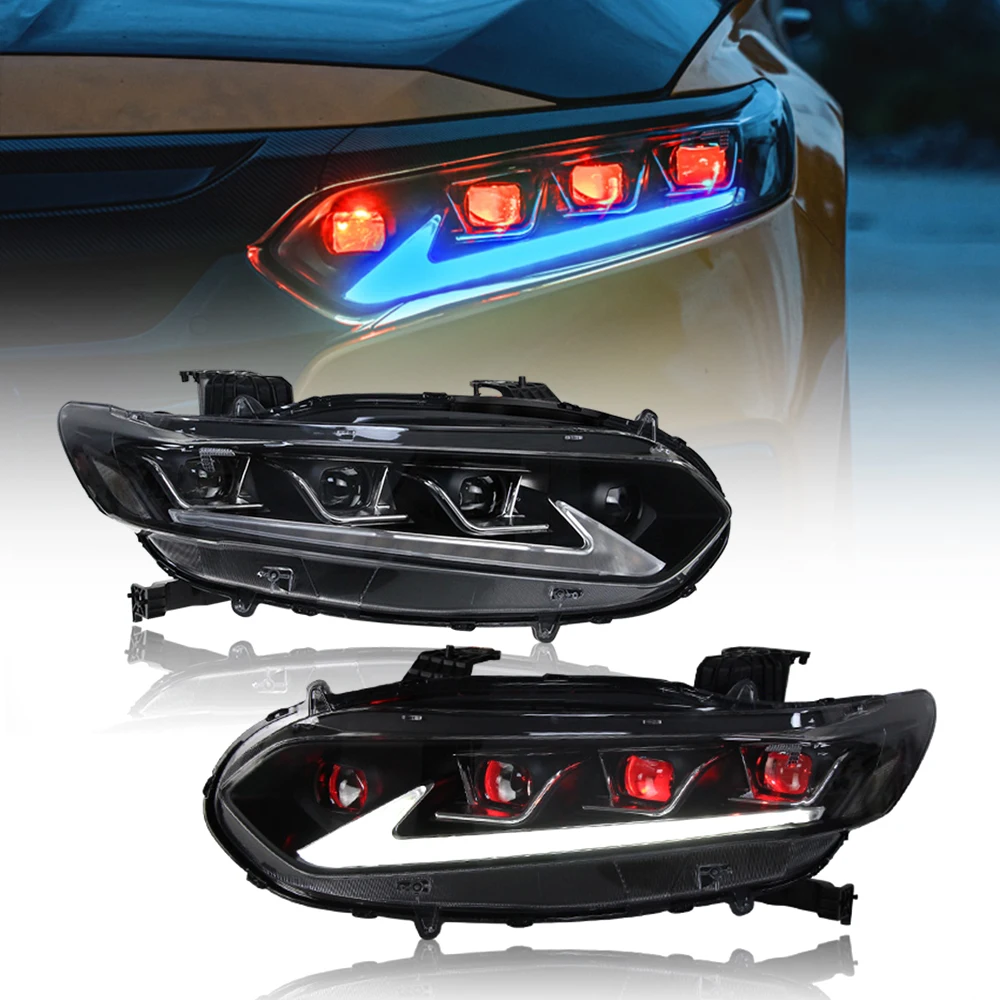 

LED Headlights For Honda Accord 2018-2022 Auto Accessories HeadLamps Start-Up Animation With A Splash Of Blue