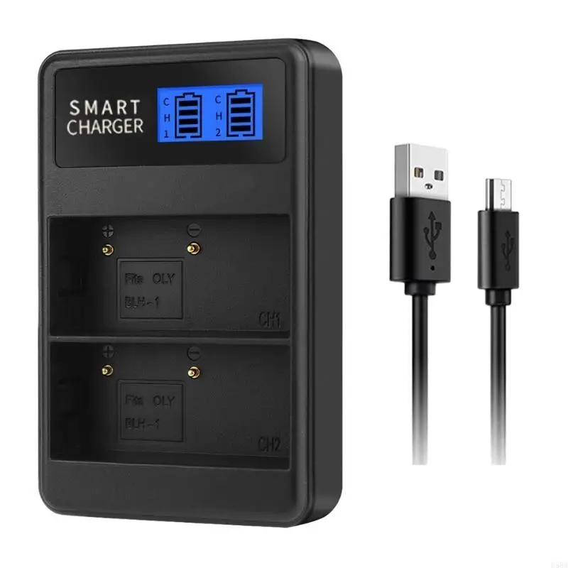 D5BB Compact BLH1 LCD-Doppelschlitz-Ladegerät USB-Ladebasis für EM1 Markii EM1-2 EM1 Mark 2 Kamera Batterie Ladegerät