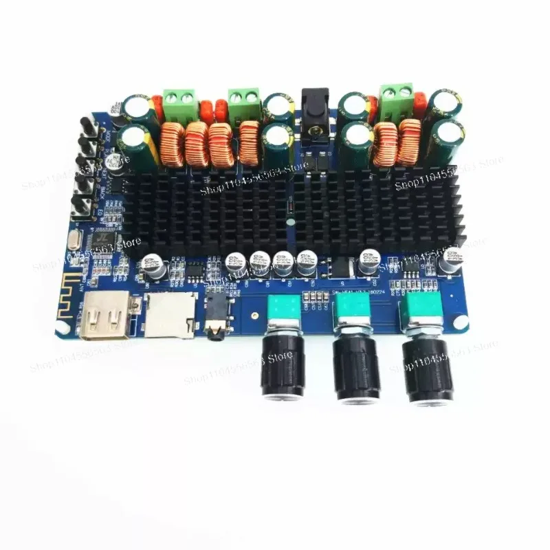 TPA3116 Bluetooth Power Amplifier Board, 200W 2.1 Channel, Bluetooth Receiver with USB/TF Card Decoding Digital Amp Board
