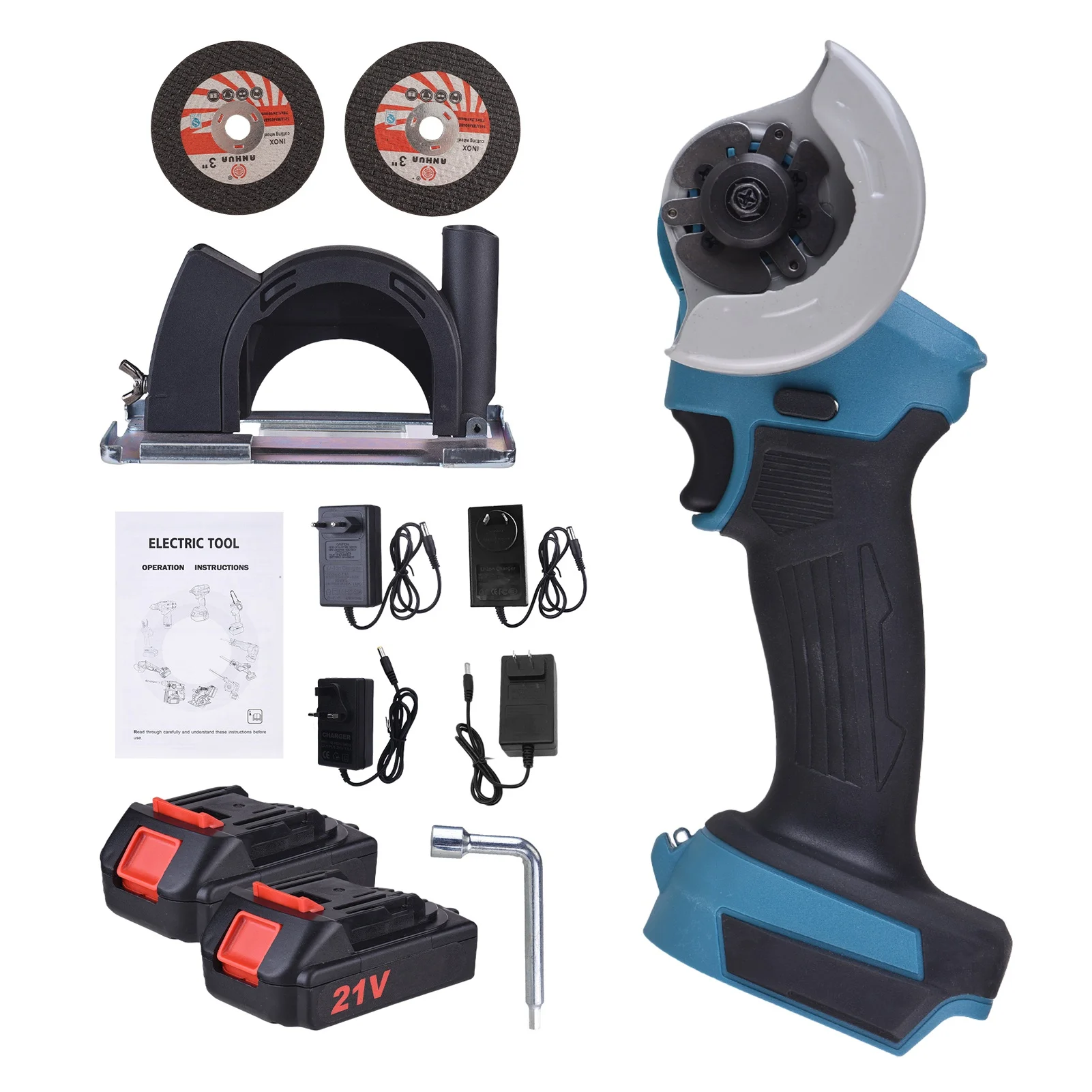 Sierra circular inalámbrica, amoladora angular de mano con mango antideslizante, herramienta de corte recargable para cortar metal, madera, azulejos y mármol