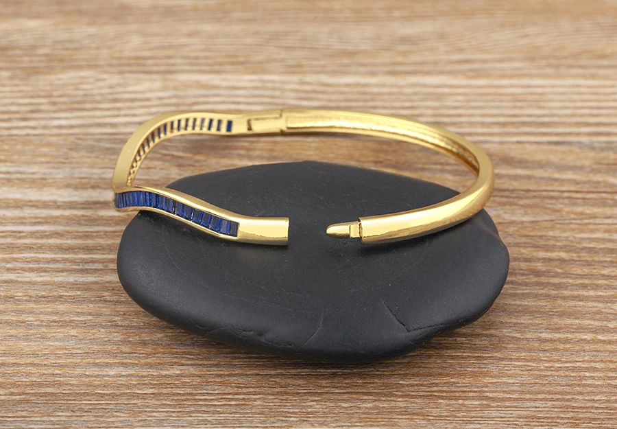 Nidin Licht Luxus Offene Armreif für Frauen Matt Frauen Armband Doppel Linie Ring Liebe Verwoben Wasser Welligkeit Armband Schmuck – Detail 4