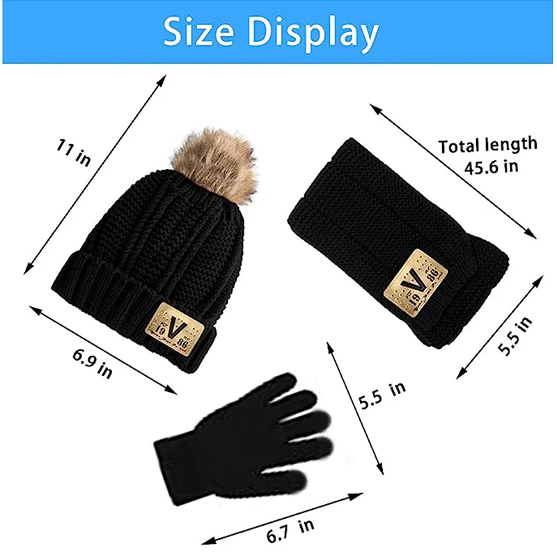 Autumn and winter children\'s hats, scarves and gloves three-piece baby thick hat and neck knitted hats for boys and girls