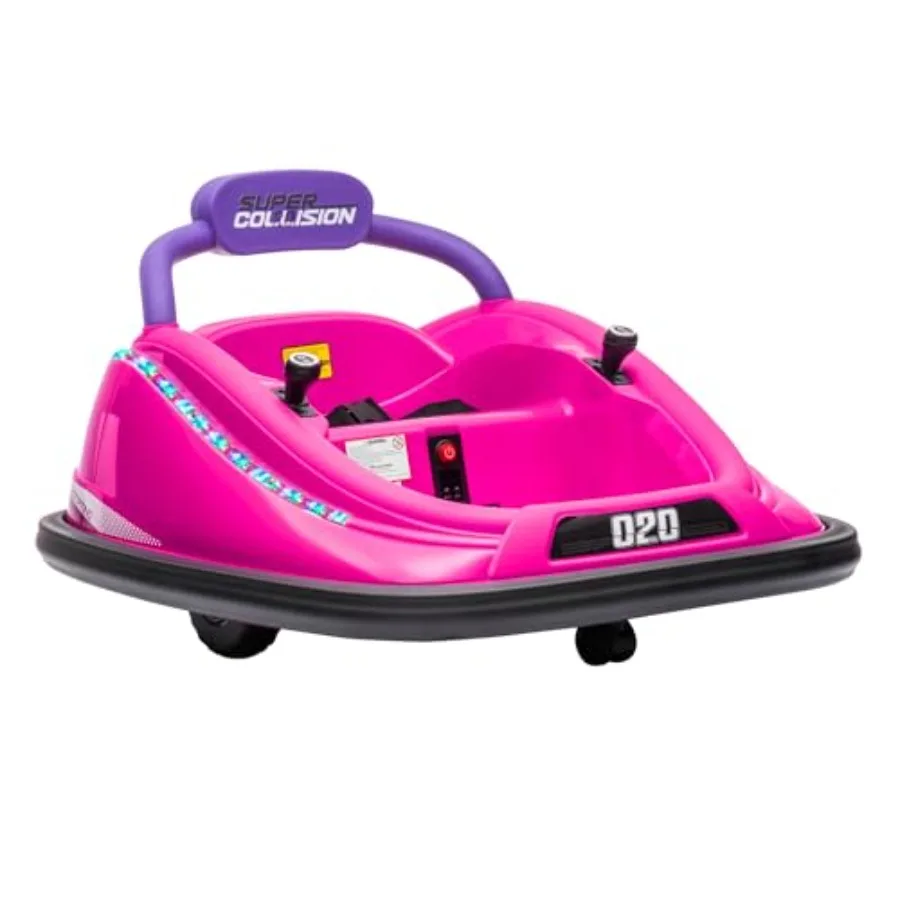 

12V Toddler Bumper Car with Remote Control 360 Rotation Electric Ride-On Toy Twin Motor Colorful LED Lights 3 Songs Pink for Bo