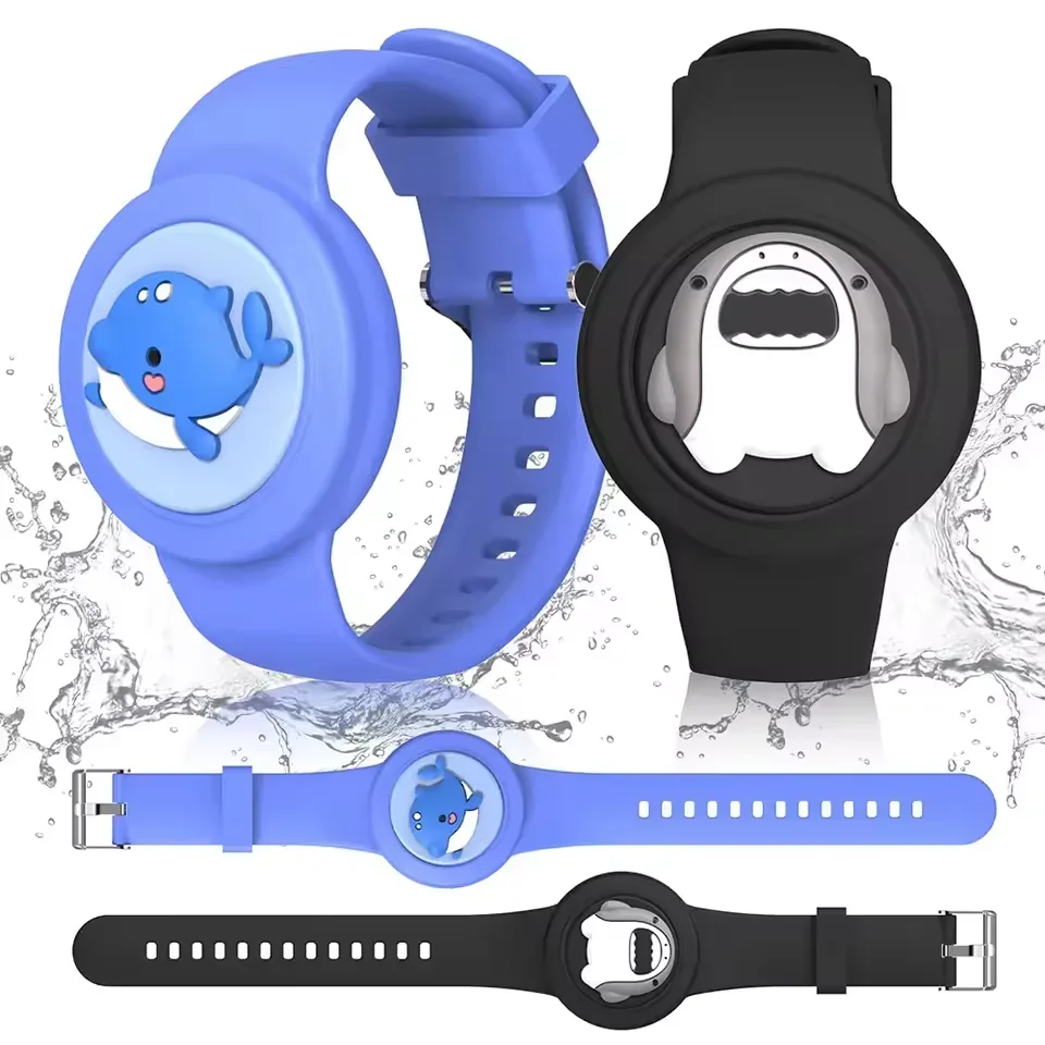 AirTag Bracelet for Kids Holder with Pin, Soft Silicone Air Tag Wristband , Lightweight Compatible with Watch Band for Child