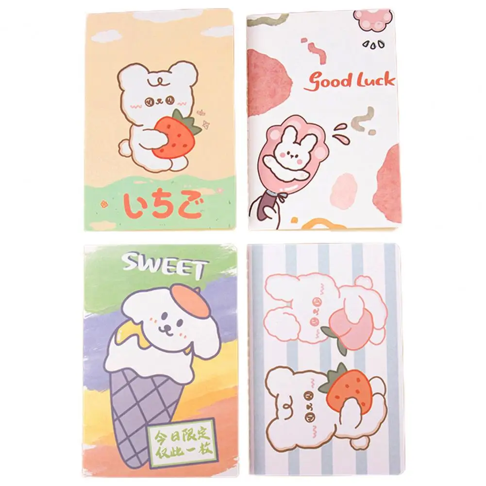 Cuadernos A5 de 4 piezas para escribir, cubierta de patrón de dibujos animados, papel portátil, Mini Bloc de notas, escritura lisa, cuaderno de dibujo