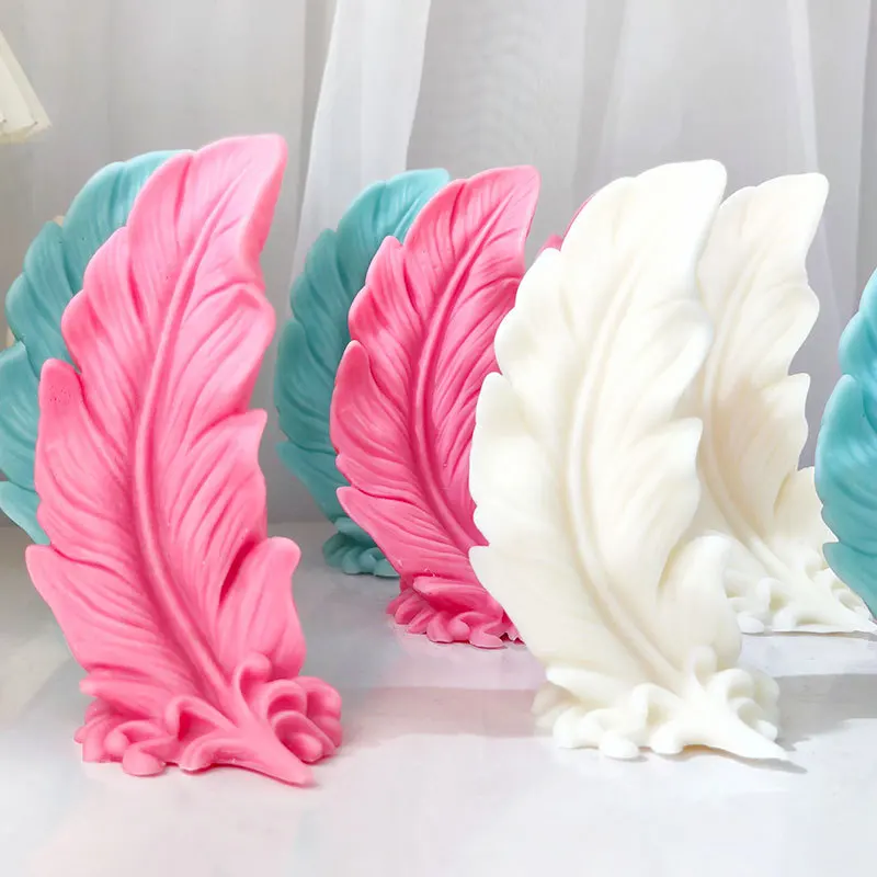 

Creative Feather Sculpture Silicone Mold 3D Feather Resin Casting Mold DIY Aromatherapy Candle Gypsum Resin Crafts Home Decorati