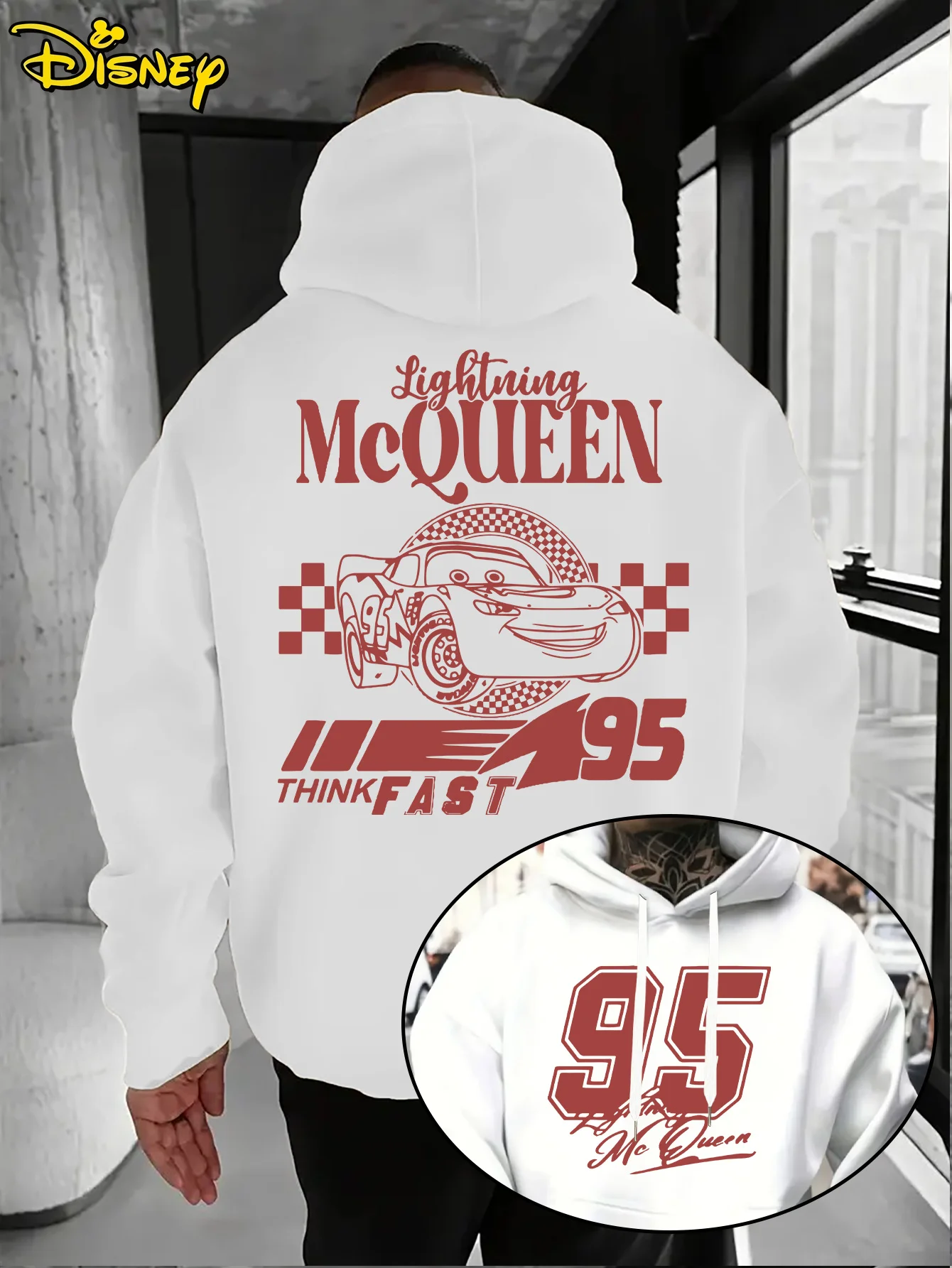 ديزني سيارات البرق ماكوين الرجال هوديي الخريف الشتاء عارضة للجنسين البلوز البلوز رياضية الملابس هودي المتضخم #3