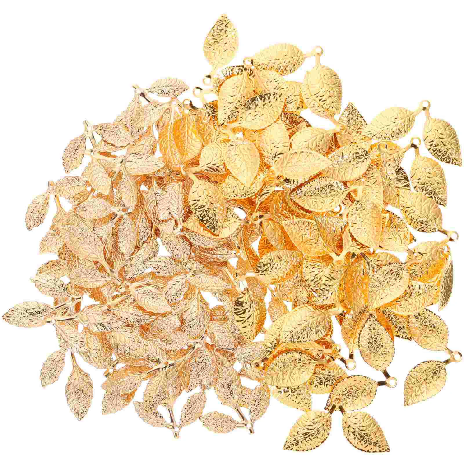 100pcs Retro Jewelry Charms Leaf Shape Pendant for DIY Bracelet Necklace Earrings Golden Alloy Charms with Lifelike Design