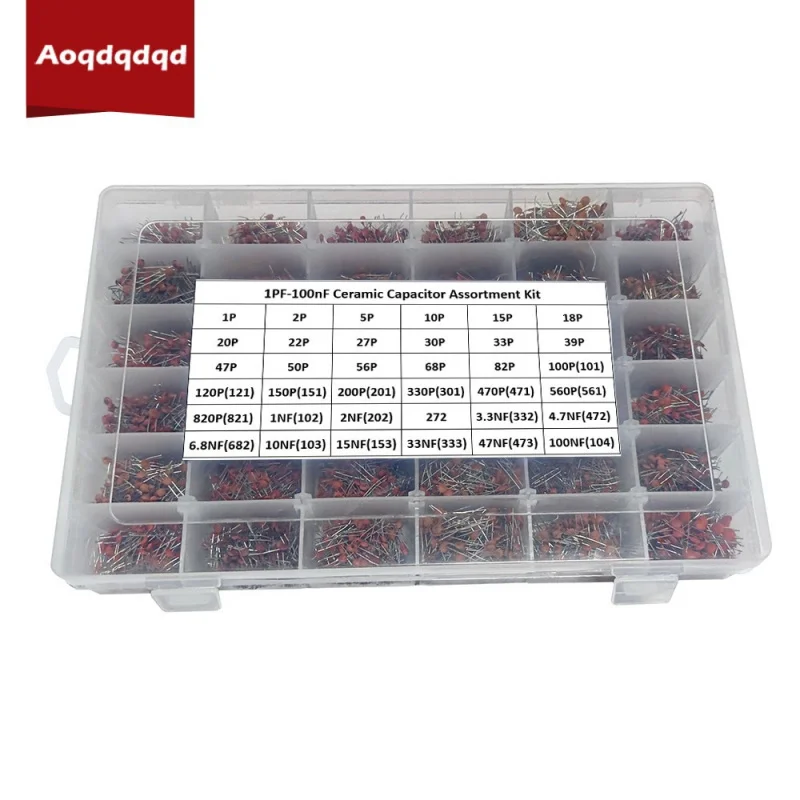 7200PCS 36 Capacitores Cerâmicos Combinations1PF-100nF 50V Capacitores Cerâmicos Comum Caixa