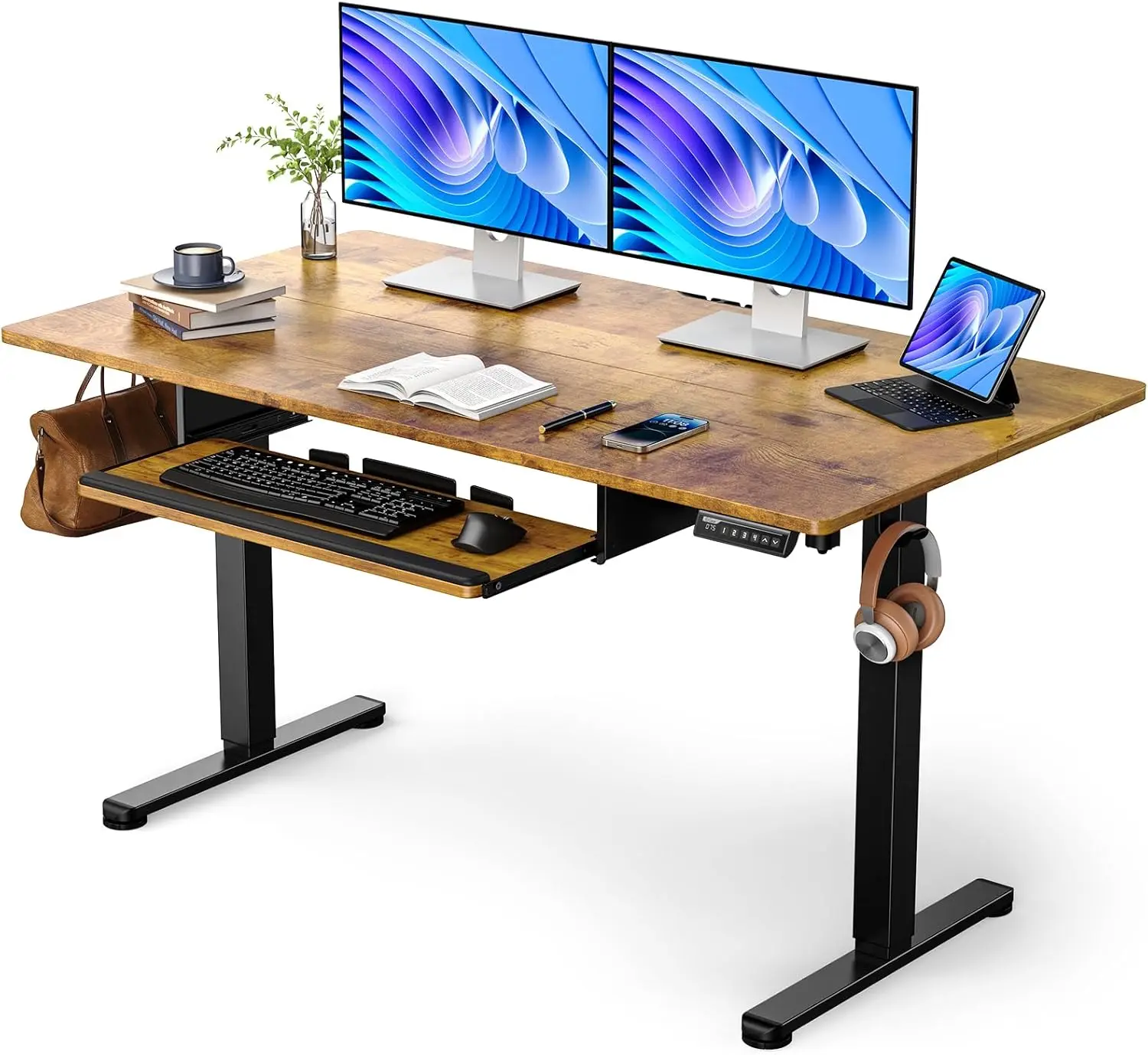 

ErGear Electric Standing Desk with Keyboard Tray 55x28 Inches Adjustable Height Sit Stand Up Home Office Desk Computer