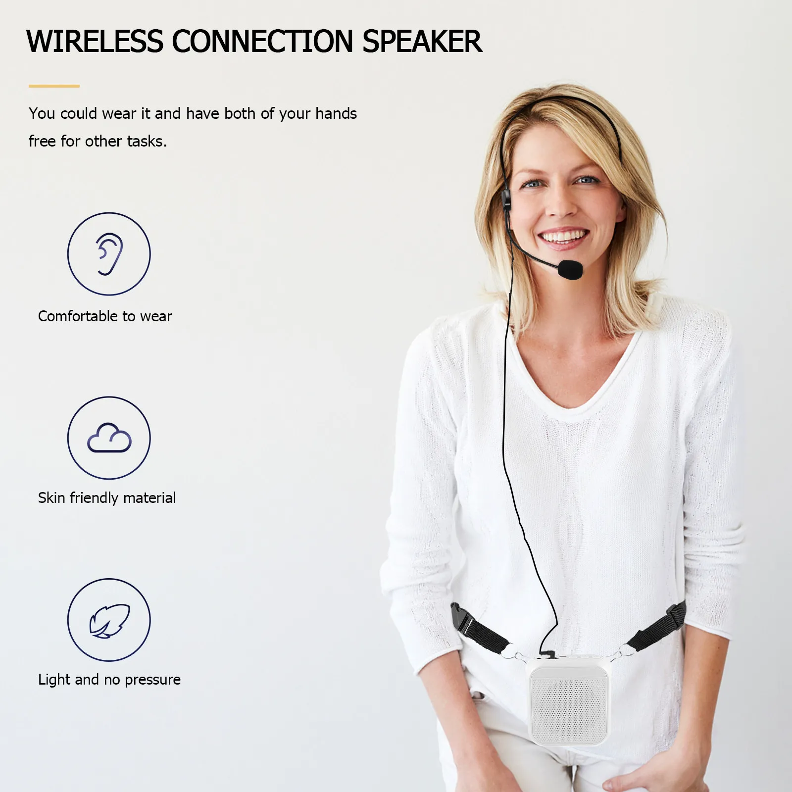 Wireless Portable Voice Amplifier for Teachers, Tour Guides & Street Vendors – Compact, Adjustable Strap