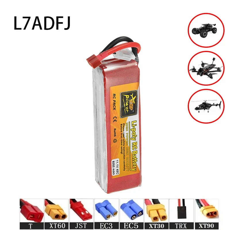 

3S RC Drone Battery 45C 11.1V 6000mah T XT60 Plug FPV Rechargeable Lipo Battery Packs For RC Car Monster Truck Boat Helicopter