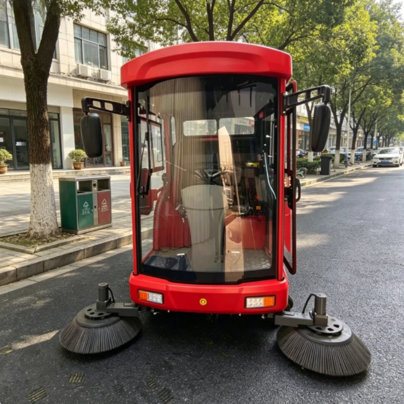 Electric Road Sweeper Solid Heavy Tire Site Sweeping Machine For Mining Rough Yard Rock Dust Garbage Removal Works