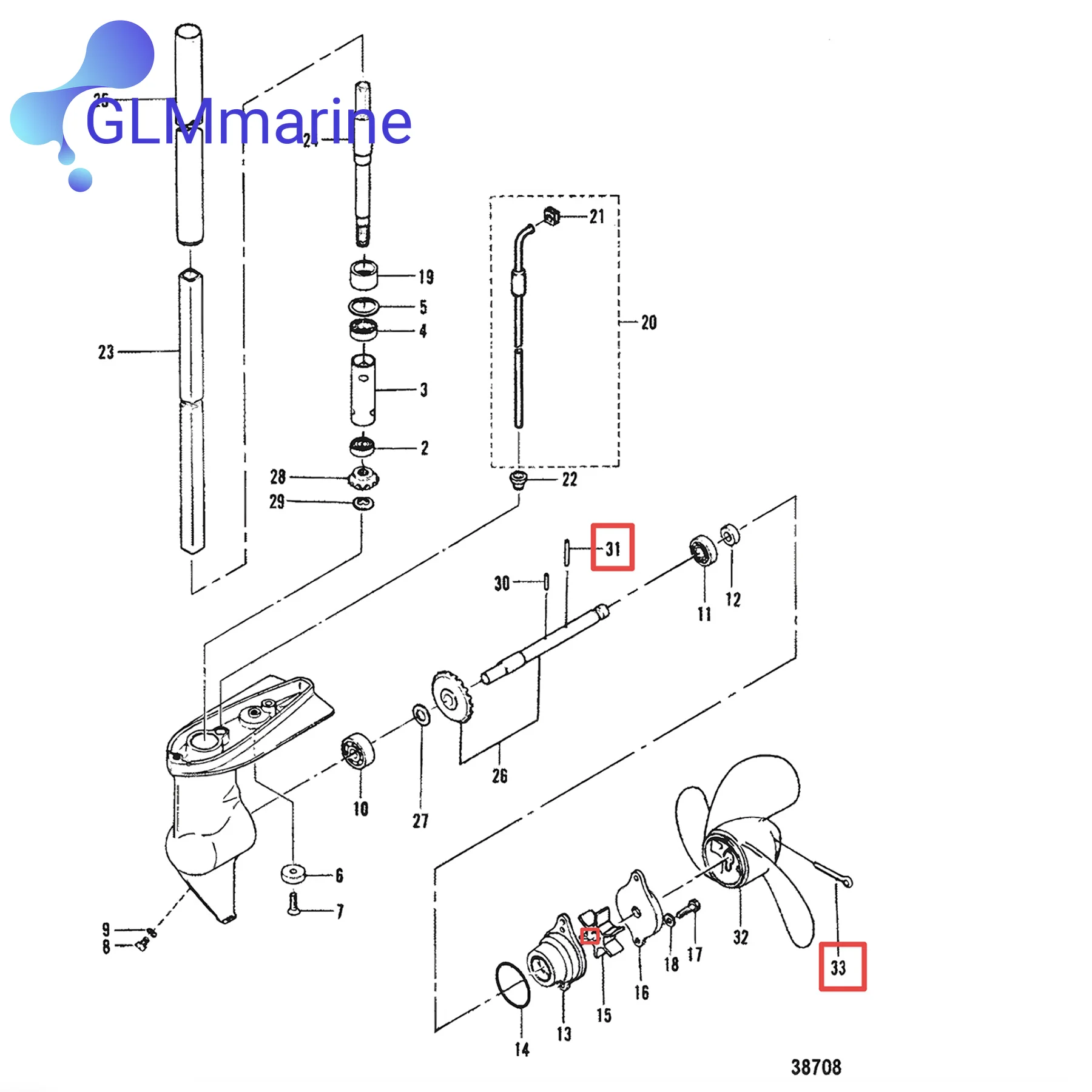 Kit de Pin de cizalla y Pin dividido para Mercury Mariner 2,2, 2,5, 3,3, 3,5, HP, Nissan Tohatsu MFS2/2,5/3.5B, 17-95372, 18-95295, 28-16155