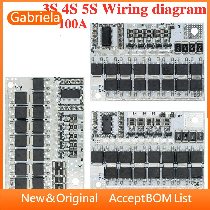 5S 4S 3S BMS 100A 18650 Li-ion LMO Ternary Lithium Battery Protection Circuit Board Balance Charging or Lithium iron phosphate