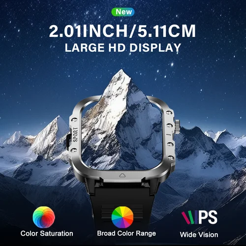 Imagen 2 del producto Reloj inteligente LAXASFIT para deportes al aire libre, pantalla HD de 2,01 pulgadas, linterna LED, reloj inteligente parlante con Bluetooth, regalo de vacaciones para hombres y mujeres