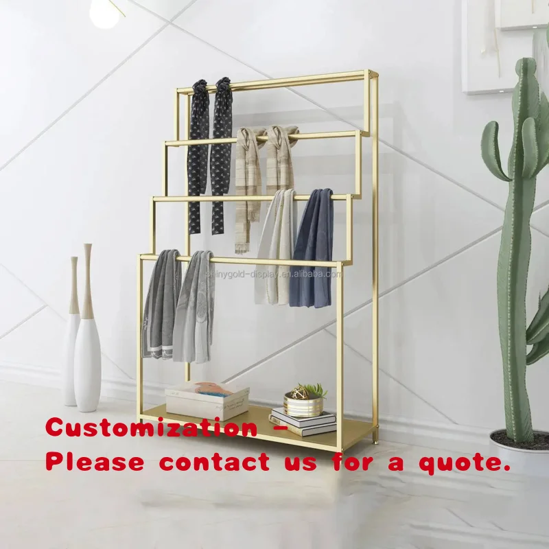 custom.Customized Metal Stainless Steel Multi-layer Carpet Fabric Display Stand Clothing Store Retail Display Scarf Hanger Rack