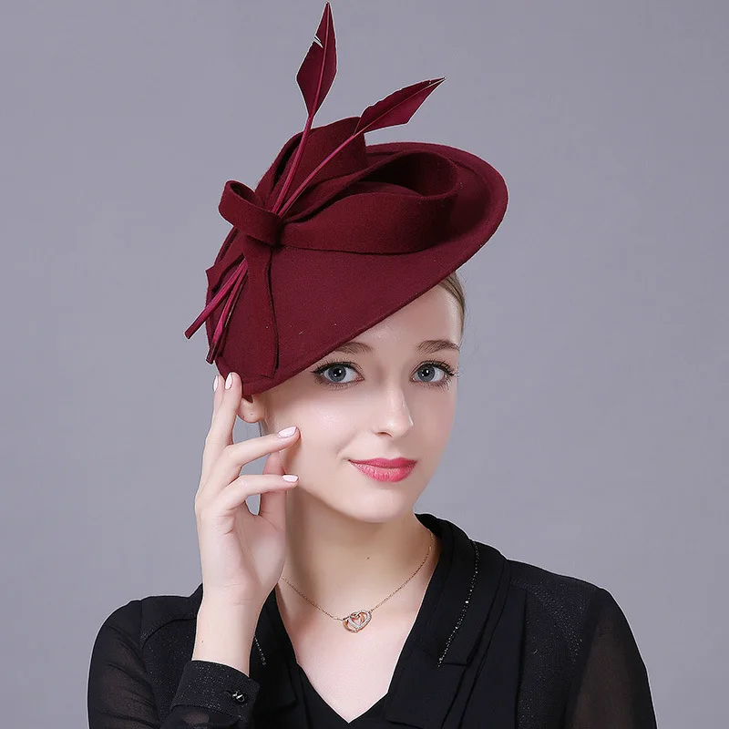 Bruids Bruiloft Fascinator Hoed, Cocktail Tea Party Veer Strik Hoge Hoed Met Hoofdband Clip Voor Vrouwen Kentucky Derby