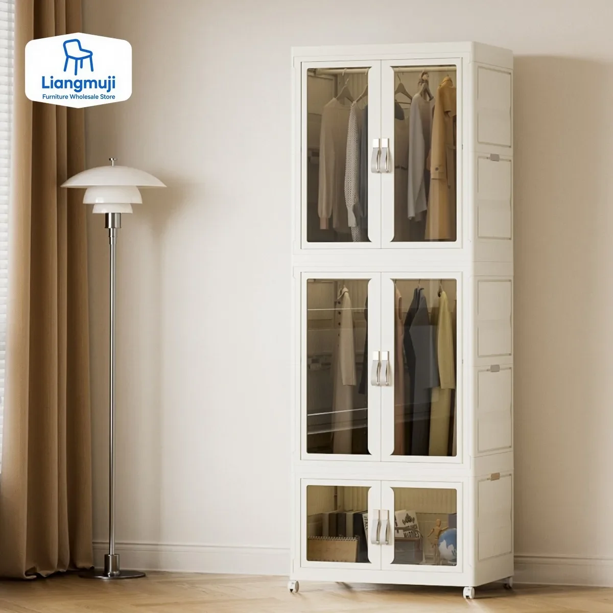 

Large Foldable Multi-layer Wardrobe Household Dustproof Partition Closet Storage Wardrobe Bedroom Open Storage Folding Bins