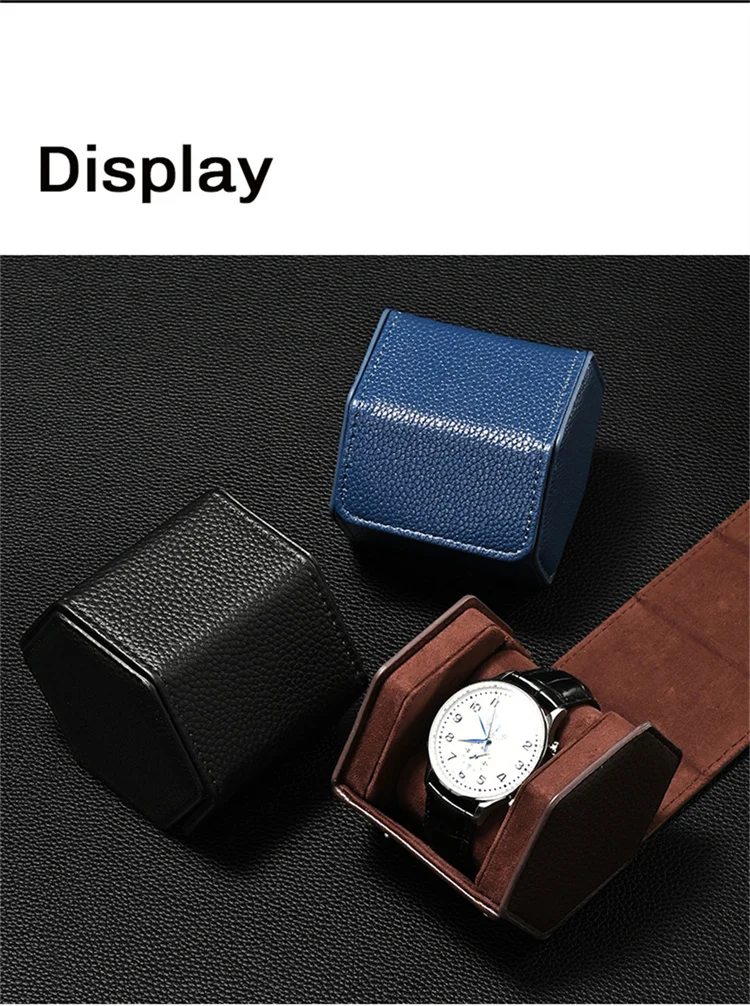 Oirlv Portable Watch Box Leather Watch Organizer Hexagon Watch Storage Box With Pillow Wristwatch Bag Birthday Gift Watch Case