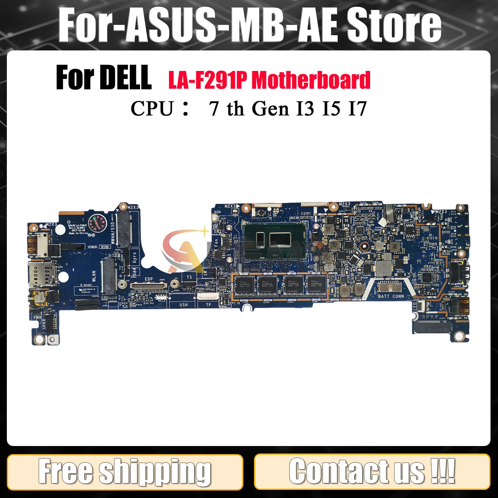 

Материнская плата для ноутбука DELL Latitude 13 7390 2 в 1, LA-F291P DDA30 CN-02PK0W 071V71 0441WF 041M0M 0XMNM2 0HVW90, 100% полностью протестировано