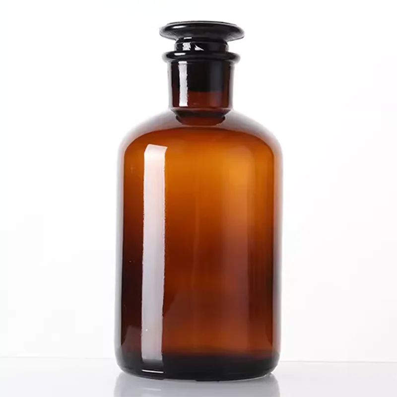 Ground mouth reagent bottle small diameter solvent glass bottle transparent brown sealed sub-packaging sampling bottle 1000ml