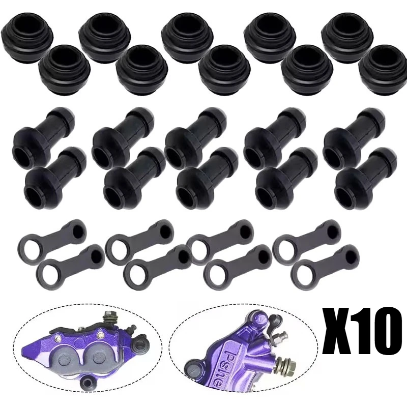 10PCS Motorbike Upper and Lower Pump Rubber Three-piece Set Brake Caliper Dustproof and Waterproof Rubber Cover Accessories