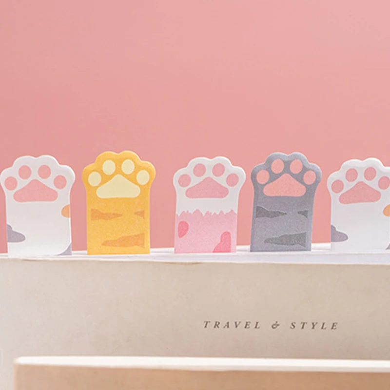 Kawaii Stationery Cartoon Cat Paw Memo Pad Bookmark Flags Index Tab Sticky Note Label Paper Stickers DIY Handmade N Times Sticky