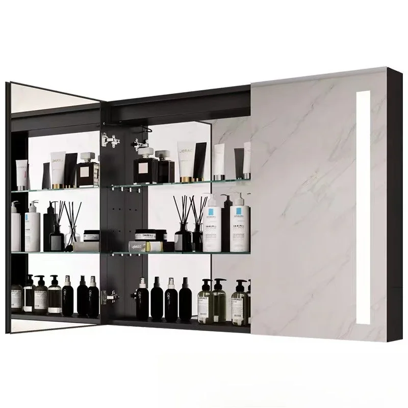 

Aluminum alloy mirror cabinet Aluminum alloy smart mirror cabinet Defogging with lamp Moisture-proof mirror Bathroom
