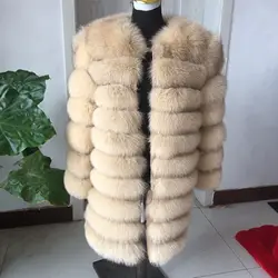 Inverno fox mulheres casaco de pele longo real fox casaco de pele luxo mulher fox fur jacket genuíno fox fur coat guaxinim moda mulheres coa quente