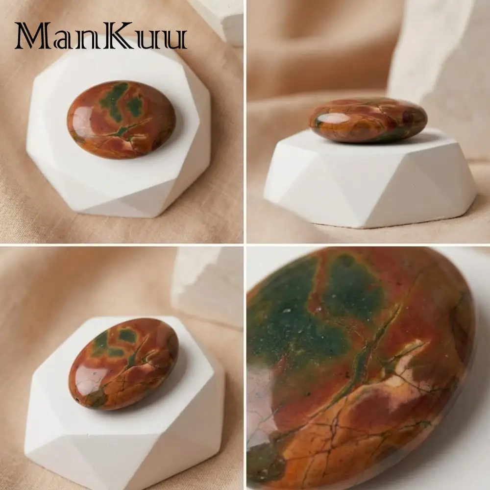 ManKuu Natural Stone Picasso Red Turquoise Beads Flat Oval Shape DIY Jewelry Accessories Things to do Aesthetic Bracelets 10PCS