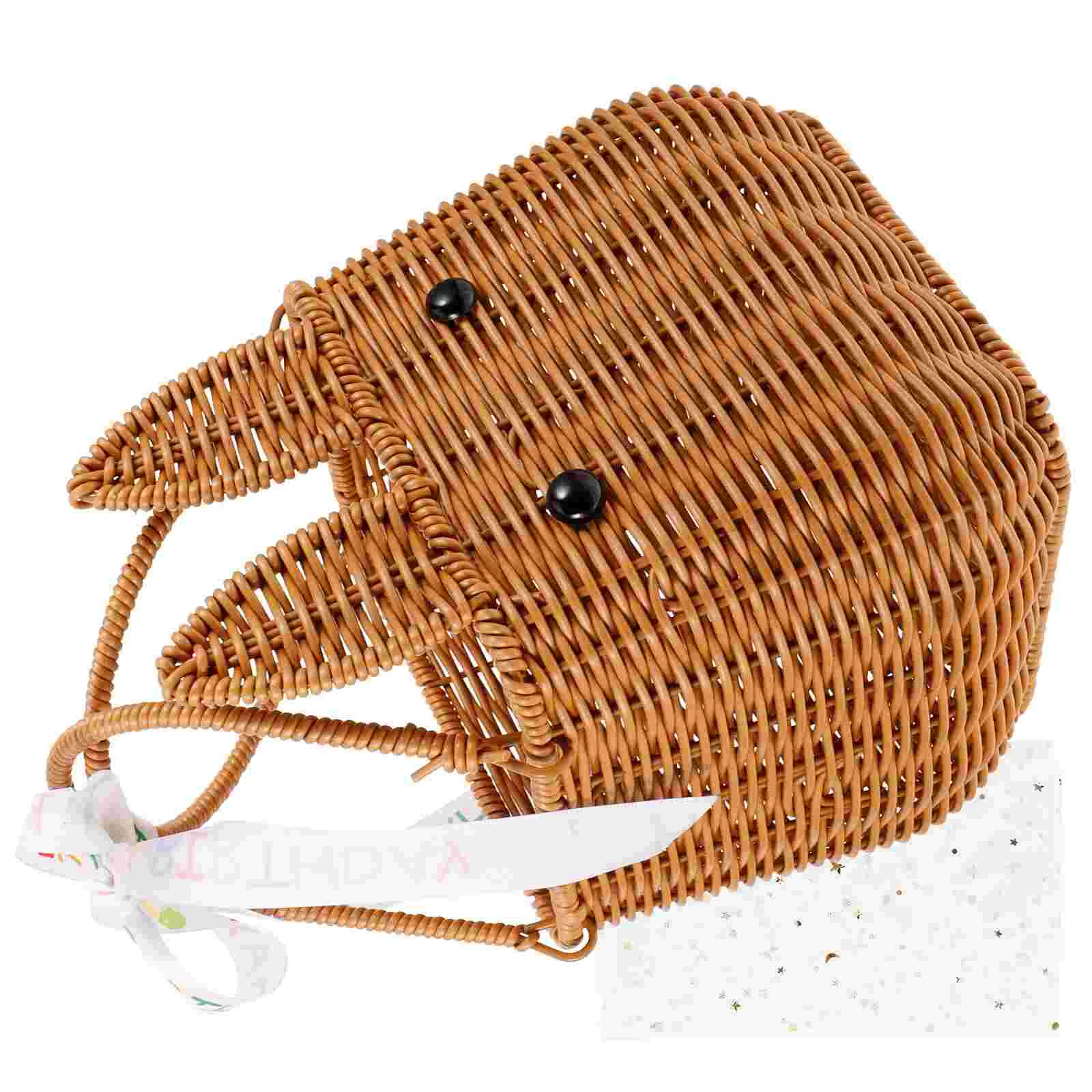 

Woven Food Basket Handheld Food Basket Rabbit Decor Basket Bunny Flower Basket Picnic Basket woven basket