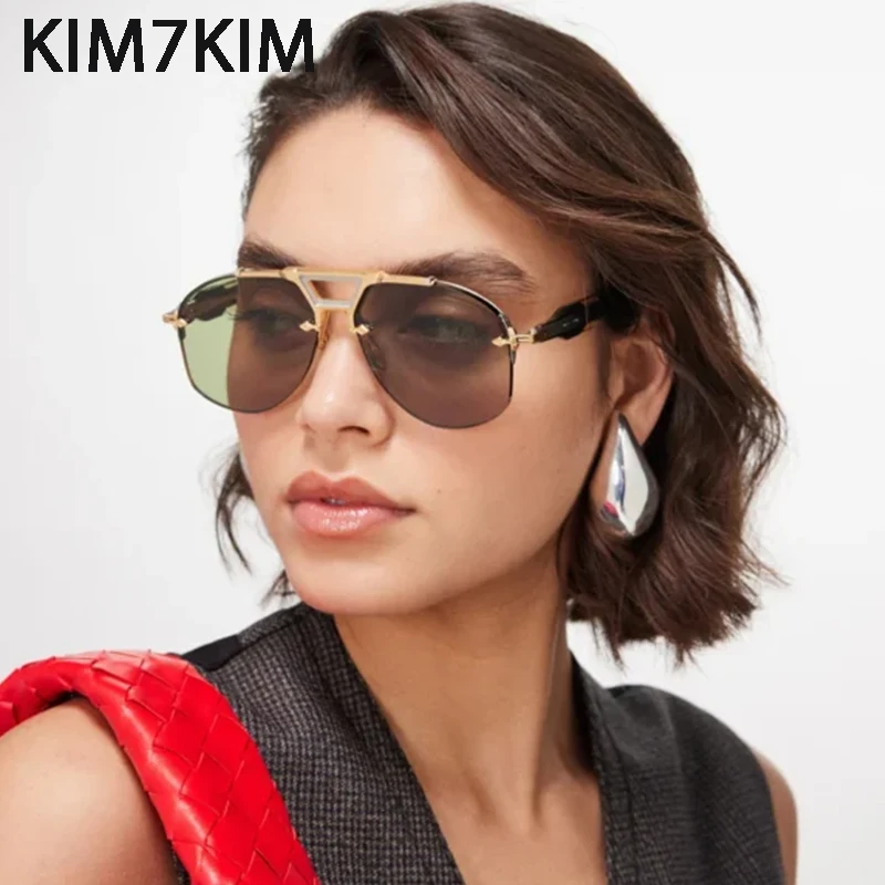 

Classic Oval Punk Semi-Rimless Sunglasses Men 2025 Luxury Brand Designer Vintage Metal Frame Sun Glasses For Male Eyewear Shades