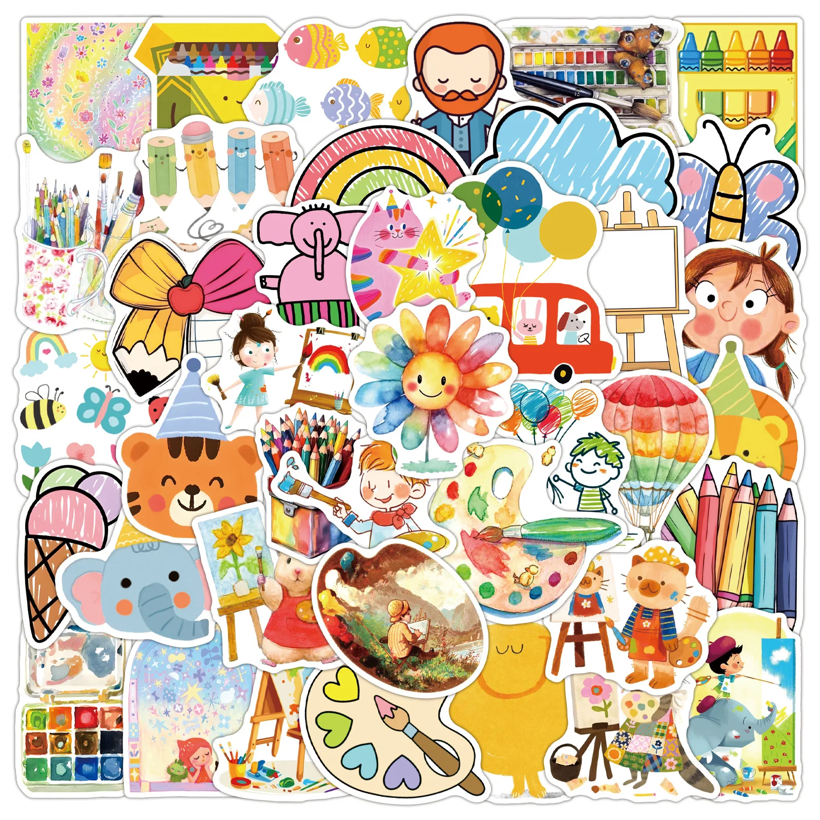 50Pcs Cartoon Cute Drawing Graffiti Stickers Water Cup Desk Decoration Children Notebook Waterproof Stickers