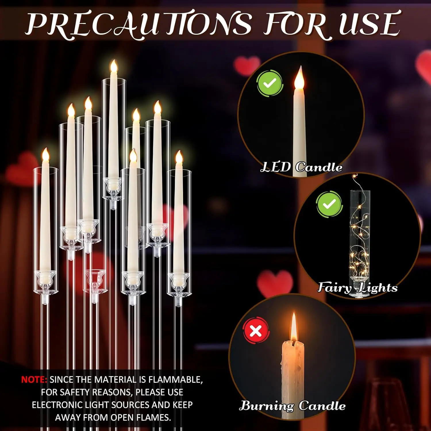 1-10Pcs 9 Arm Acrylic Candelabra Centerpiece Clear Candle Holder Candlestick  with Mirror Base for Wedding Dinner Party