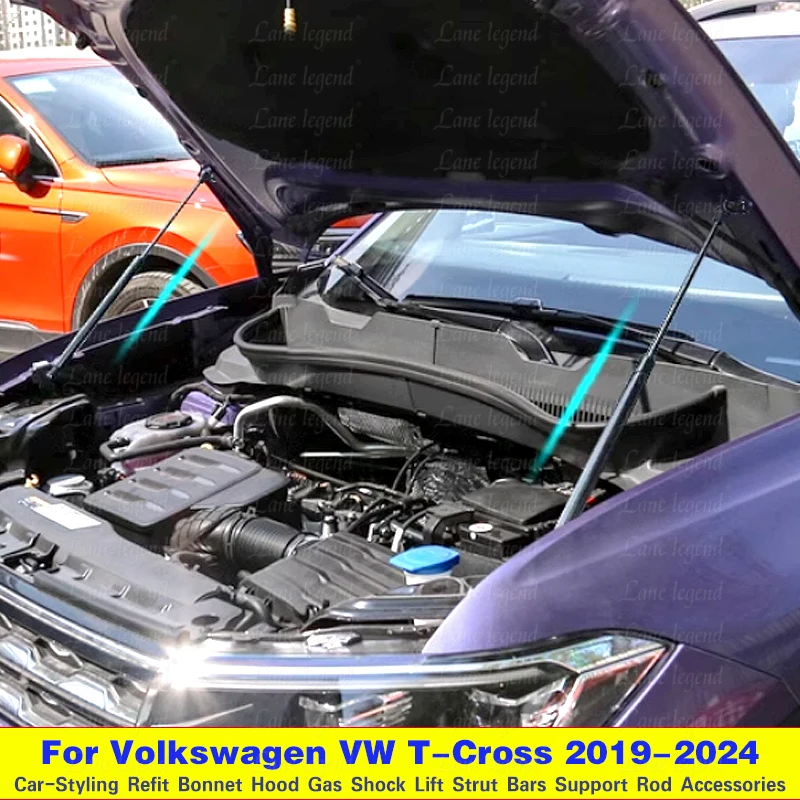 For Volkswagen T-Cross 2019 2020 2021 2022 2023 2024 VW Taigun Front Hood Bonnet Modify Gas Struts Shock Damper Lift Support Rod